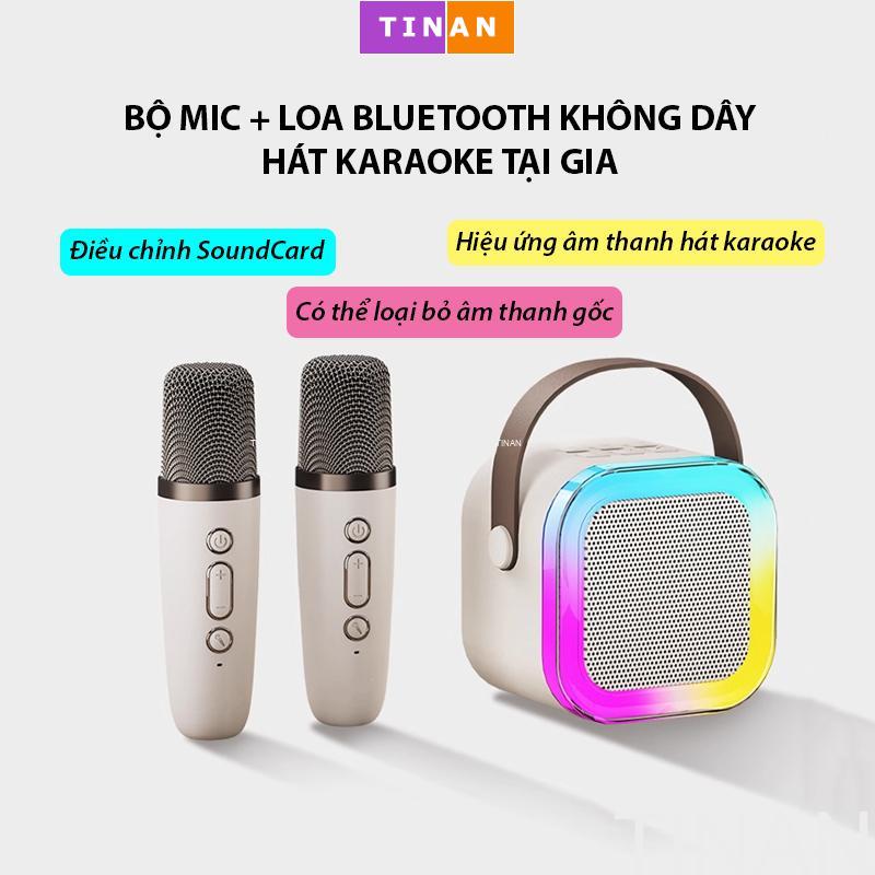Bộ Loa Bluetooth + 2 Mic Không Dây Mini Hát Karaoke Tại Nhà K12 Có Thể Thay Đổi Giọng Dễ Sử Dụng