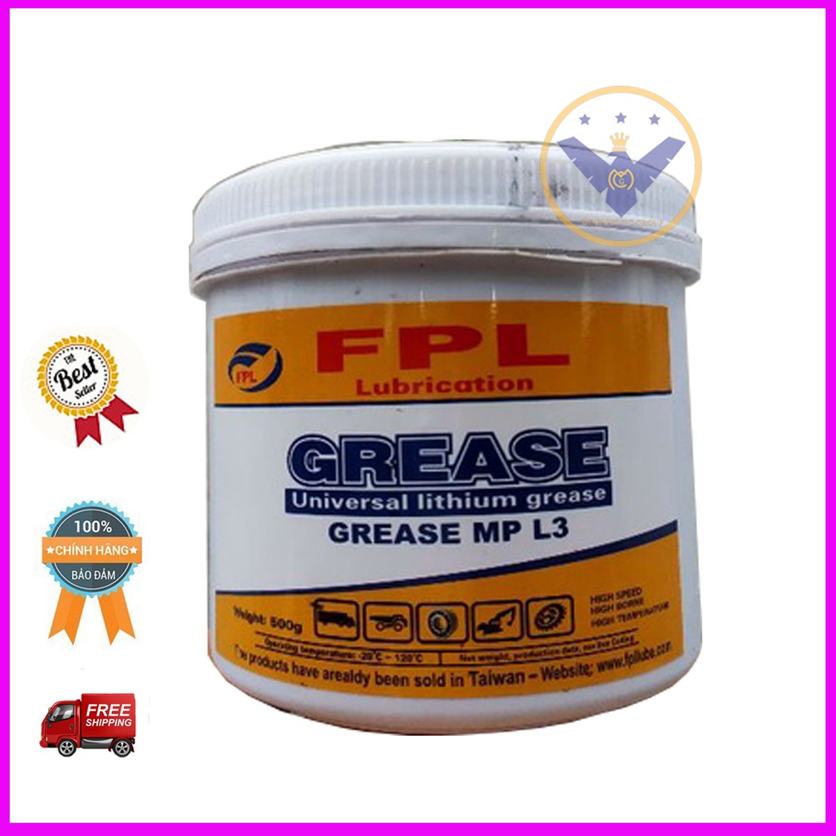 Mỡ bò bôi trơn chịu nhiệt Sinopec Lithium / FPL Grease NLGI 3 - hộp 500g