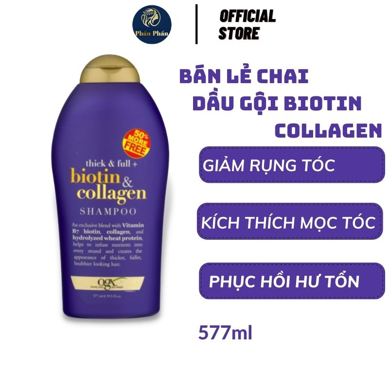 [bán lẻ chai gội] Dầu Gội Xả Biotin Collagen Chống Rụng Tóc Và Kích Thích Mọc Tóc 577ml