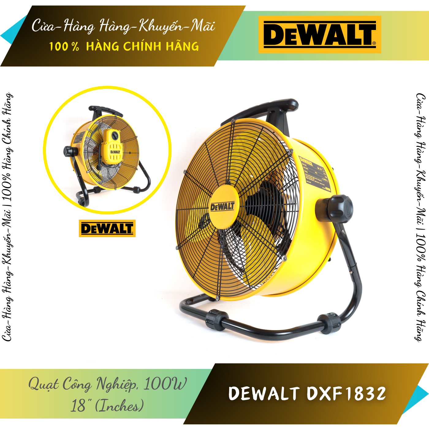 DeWALT DXF1832 | Quạt Sàn Công Nghiệp 18 Inch DeWALT DXF1832 100W - Motor Không Chổi Than - Hàng Chính Hãng