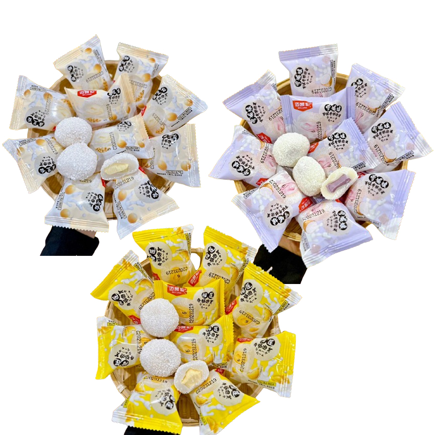Thùng 1kg Bánh Mochi Sữa Nhân Kem Khoai Môn Đậu Nành Sầu Riêng Đào Xoài - BeeGin Food Store