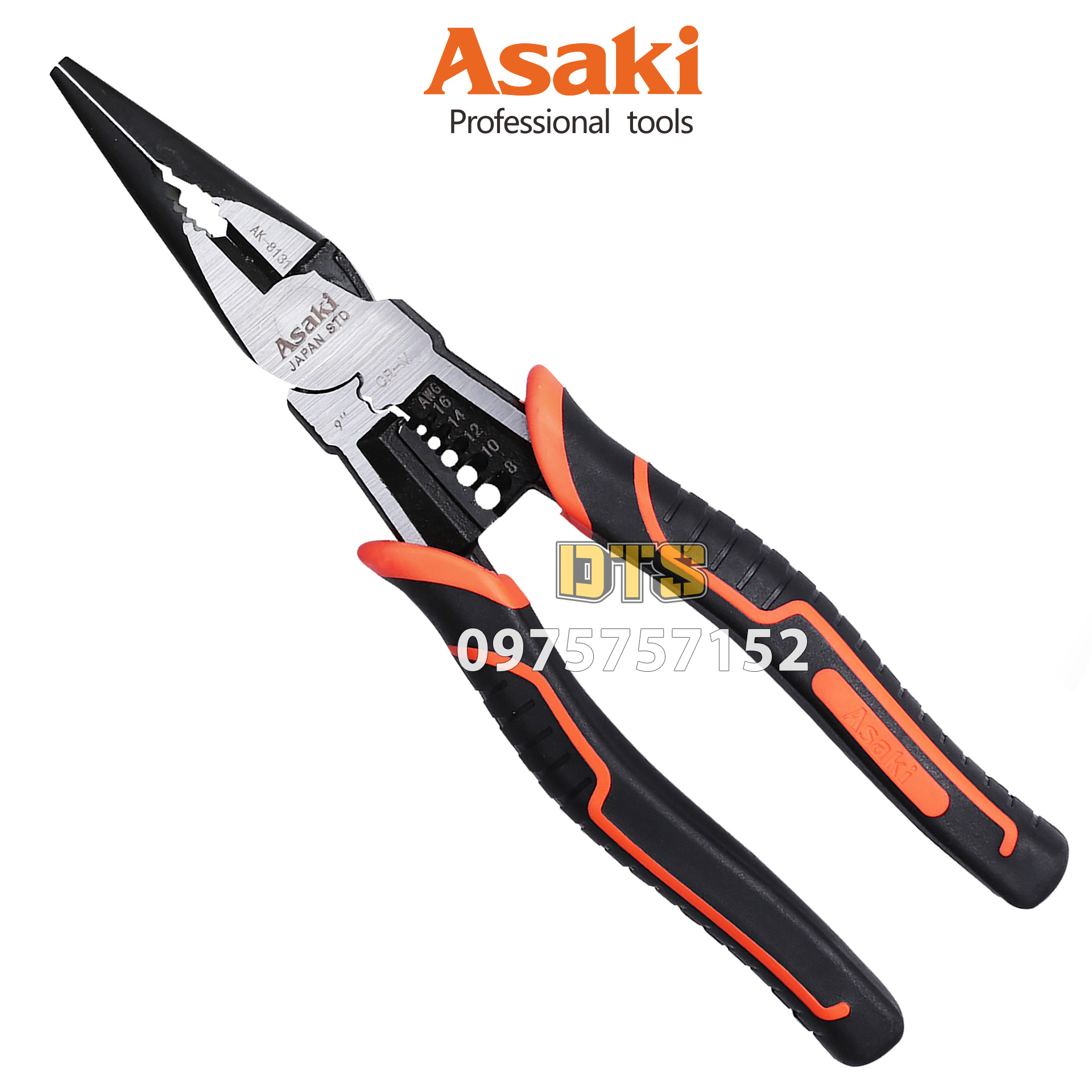 Kìm đa năng kết hợp công nghiệp chính hãng Asaki JAPAN STD Kềm tổ hợp đa chức năng thép cao cấp CR-V