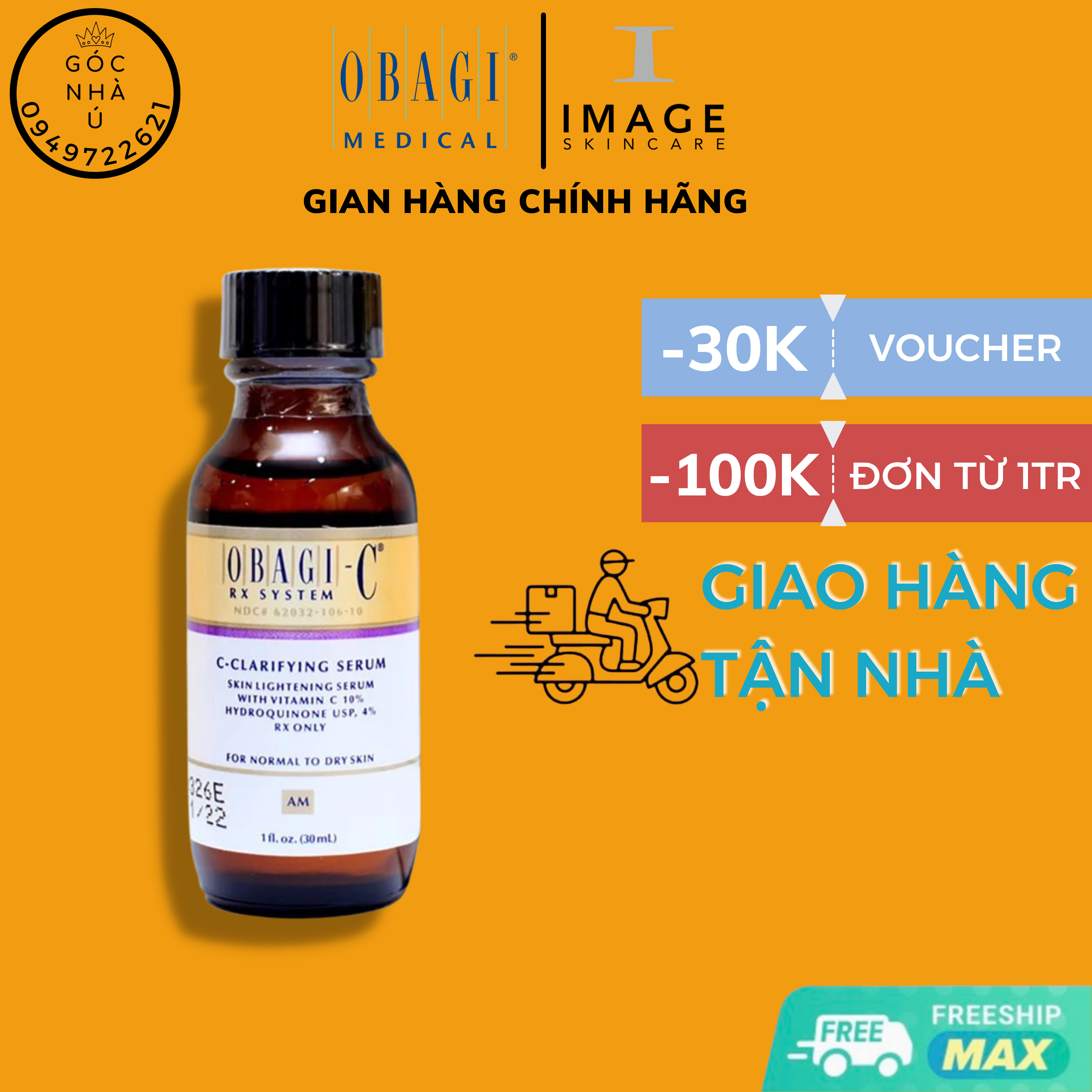 Serum Chống Lão Hóa Obagi - C Rx C - Clarifying Serum Normal To Dry (Dành Cho Da Khô) - 30Ml - Hàng Chính Hãng.