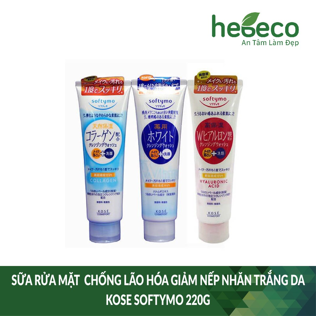 Sữa Rửa Mặt Chống Lão Hóa Giảm Nếp Nhăn Trắng Da Kose Softymo 220G - Nhật Bản Cam Kết Hàng Đúng Mô Tả Chất Lượng Đảm Bảo An Toàn Đến Sức Khỏe Người Sử Dụng