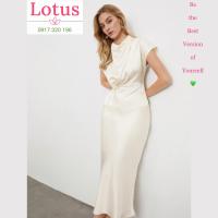 Lotus] Áo và Chân Váy Lụa đẹp/ Áo Kiểu Nhún Eo cổ đổ xếp ly sang trọng/ Đầm Dự Tiệc Dáng Dài quý phái/ Đầm Công Sở thanh lịch