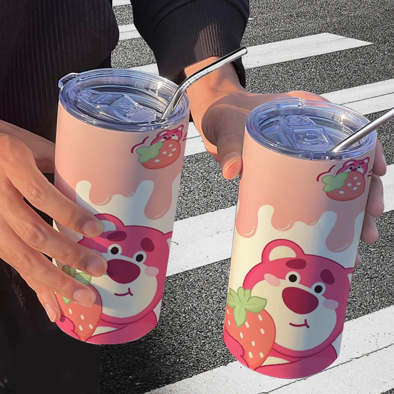 Ly giữ nhiệt gấu dâu Lotso 750ml - Hồng, Inox 304, Thái Lan