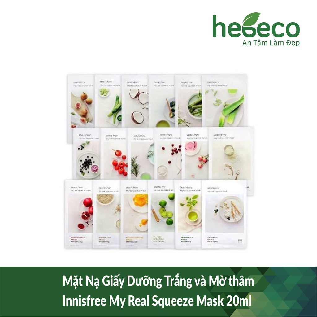 Mặt Nạ Giấy Dưỡng Trắng Và Mờ Thâm Innisfree My Real Squeeze Mask 20Ml - Hàn Quốc Cam Kết Hàng Đúng Mô Tả Chất Lượng Đảm Bảo An Toàn Đến Sức Khỏe Người Sử Dụng