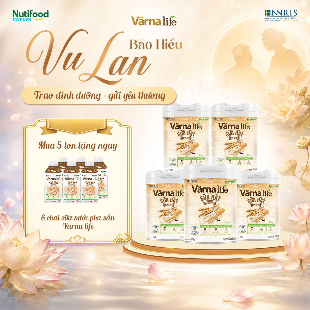 Sữa Hạt VARNA LIFE ( COMBO 5 Lon 850G Tặng 6 Chai SNPS) - Ít Ngọt Không Lactose Đạm Thực Vật Bổ Sung Canxi