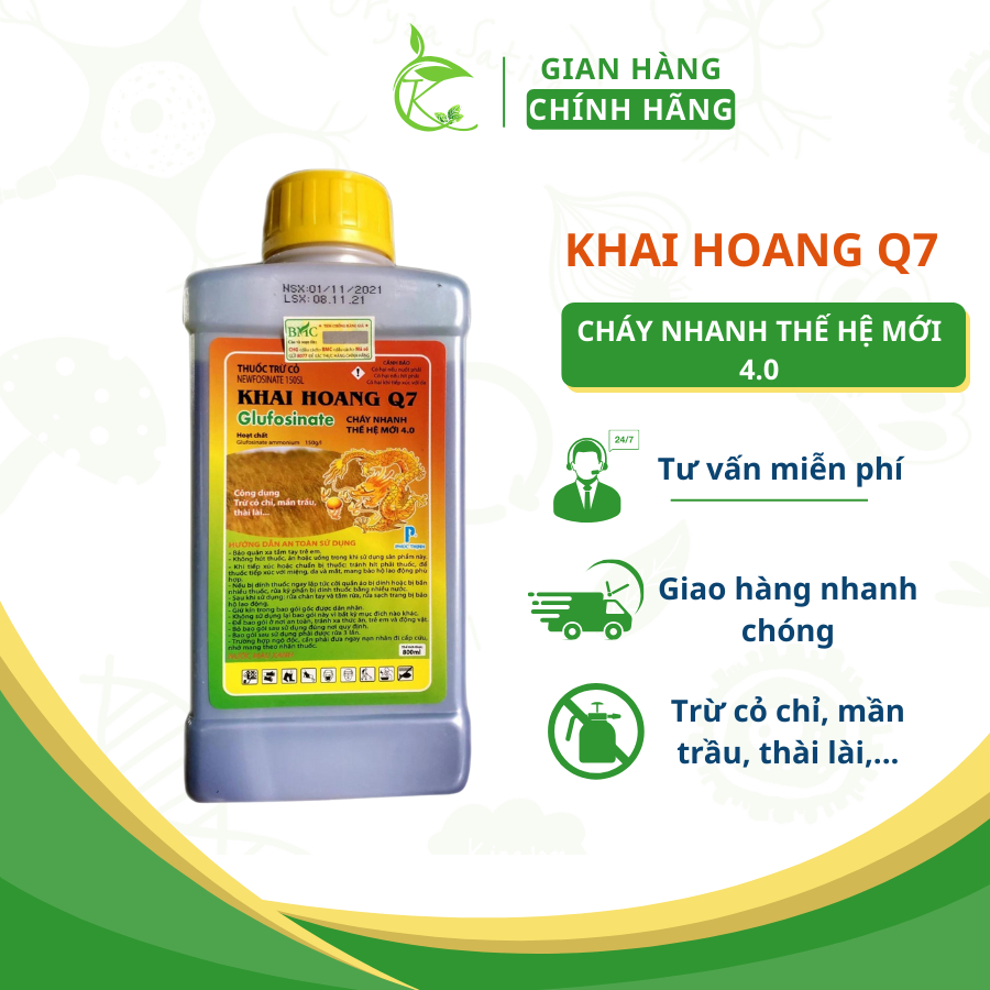Chế Phẩm Cỏ Khai Hoang Q7 Cỏ Nội Hấp Thu Không Chọn Lọc Xử Lý Được Nhiều Loại Cỏ Lá Rộng Lá hẹp - Lo