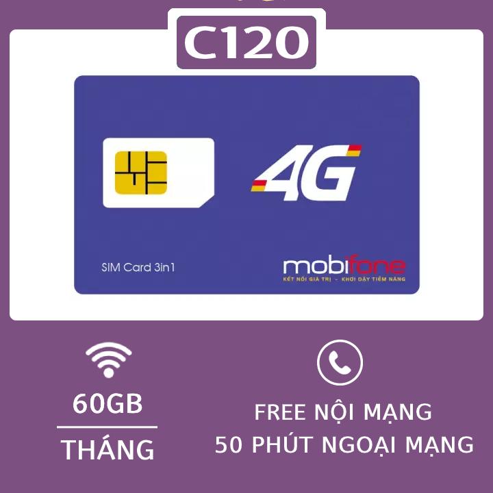 FREESHIP - CHƯA KÍCH HOẠT [HCM]SIM 4G MOBIFONE C120 SIÊU ƯU ĐÃI 120 GB/THÁNG ( 4GB/ngày tốc độ cao +