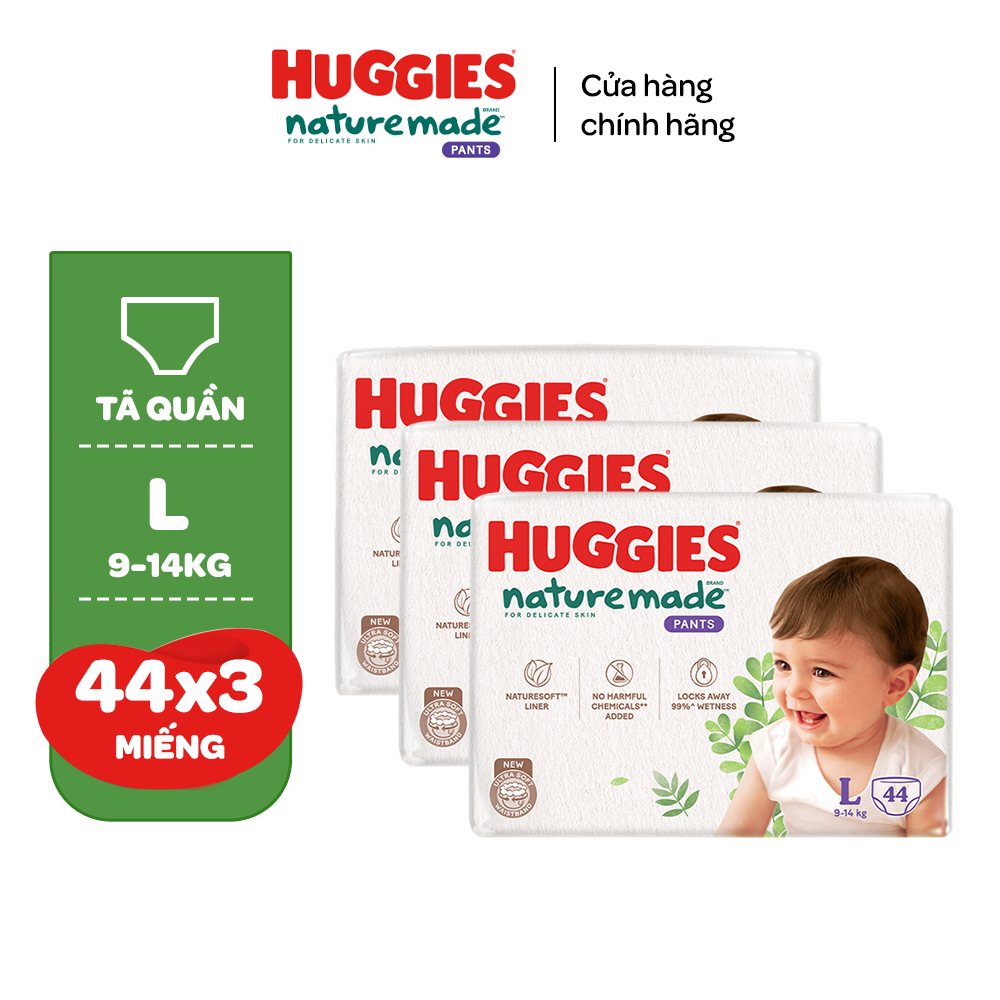 Combo 3 Tã/Bỉm quần Huggies NatureMade Platinum M58/L44/XL38/XXL26/XXXL28