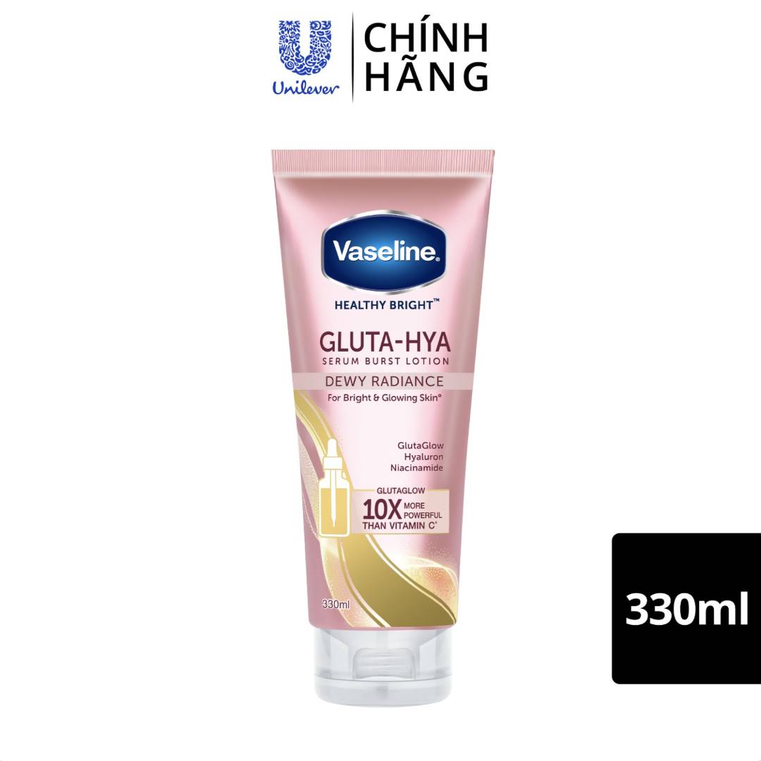 Sữa Dưỡng Thể Vaseline Sáng Da Chuyên Sâu Ban Đêm 330ml Gluta-Hya Serum Burst UV Lotion Dewy Radianc