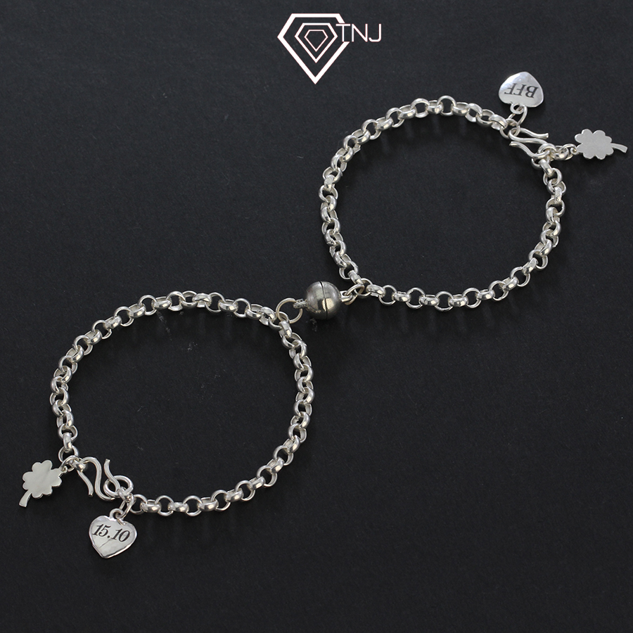 Vòng tay đôi bạn thân gắn nam châm khắc tên LTD0022 - Quà lưu niệm tặng bạn bè ý nghĩa - Trang Sức T