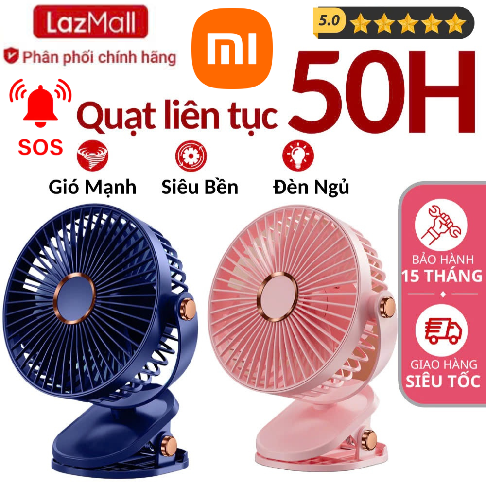 Deal Xiaomi Giá Giảm Đến 50% Quạt Kẹp Mini Để Bàn Quạt Kẹp Bàn Tích Điện 5 Tốc Độ Gió Dung Lượng Pin