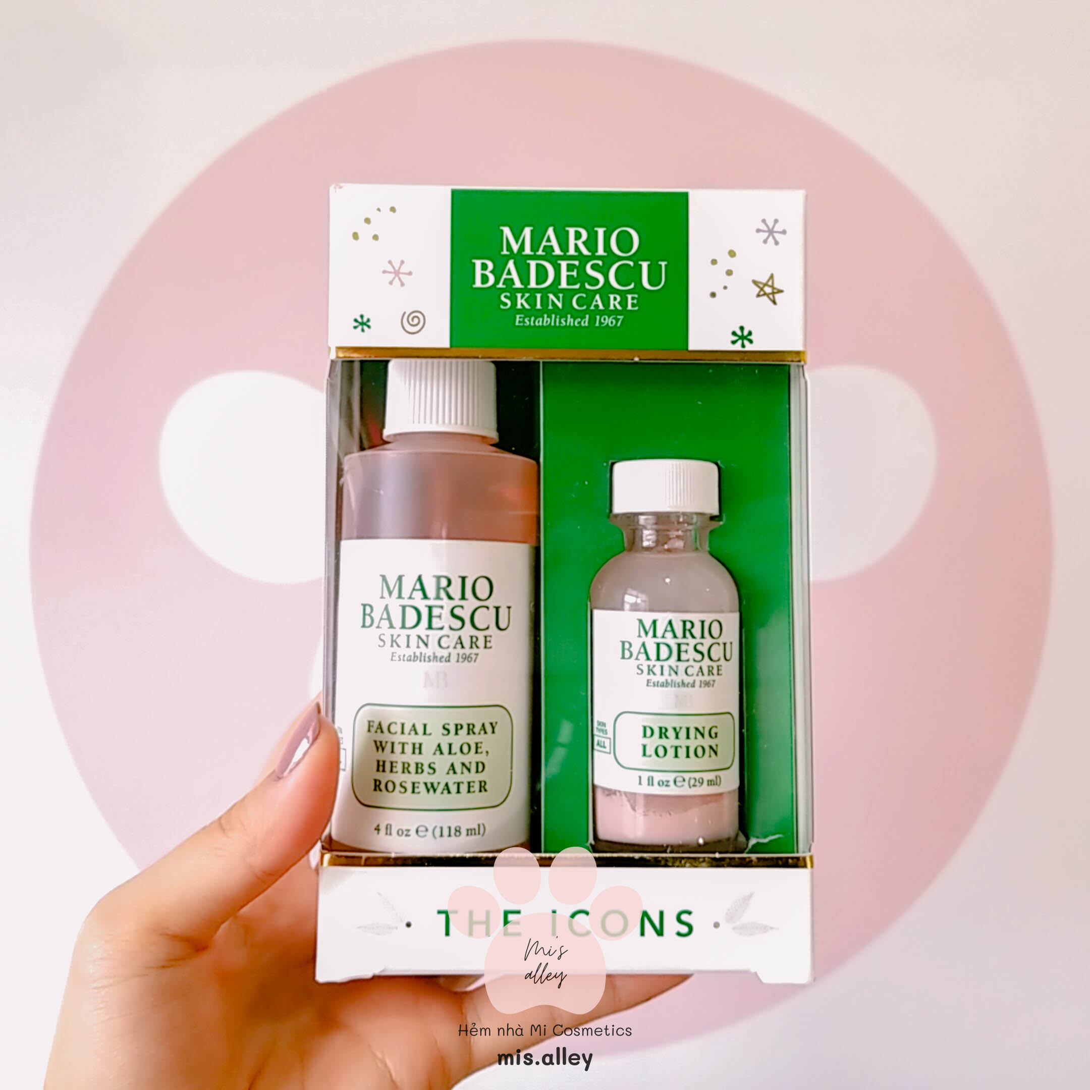 [Hcm]??Mario Badescu?? Bill Us | Set Toner Xịt Khoáng Facial Spray + Chấm Mụn Lưu Huỳnh Drying Lotion Full Size