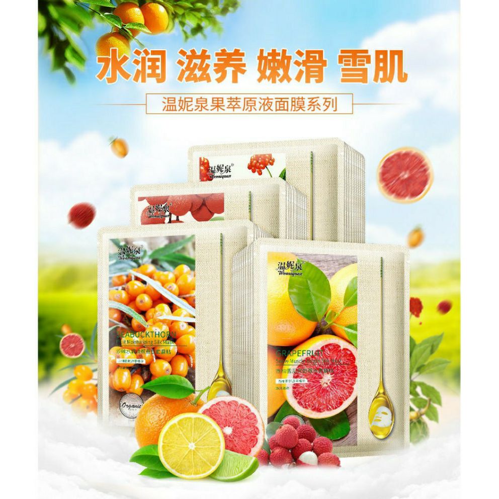 [Hcm]Combo 4 Miếng Mặt Nạ Giấy Dưỡng Da Mụn Cấp Ẩm Thải Độc Thiên Nhiên Bưởi Sâm Vải Và Hắc Mai Biển