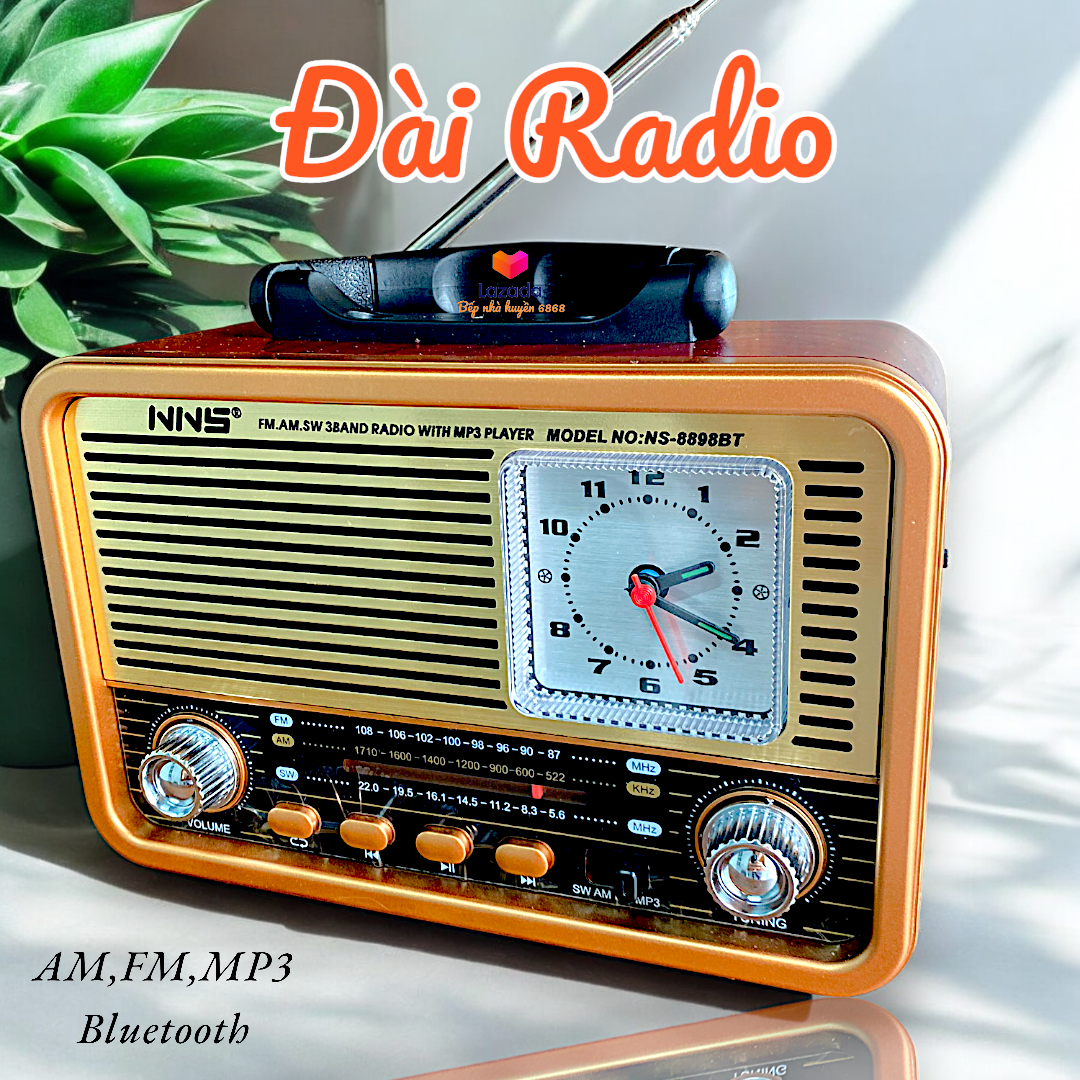 Đài radio NS 8898 BT kết nối bluetoothFMAMSW có cổng usb thẻ nhớ