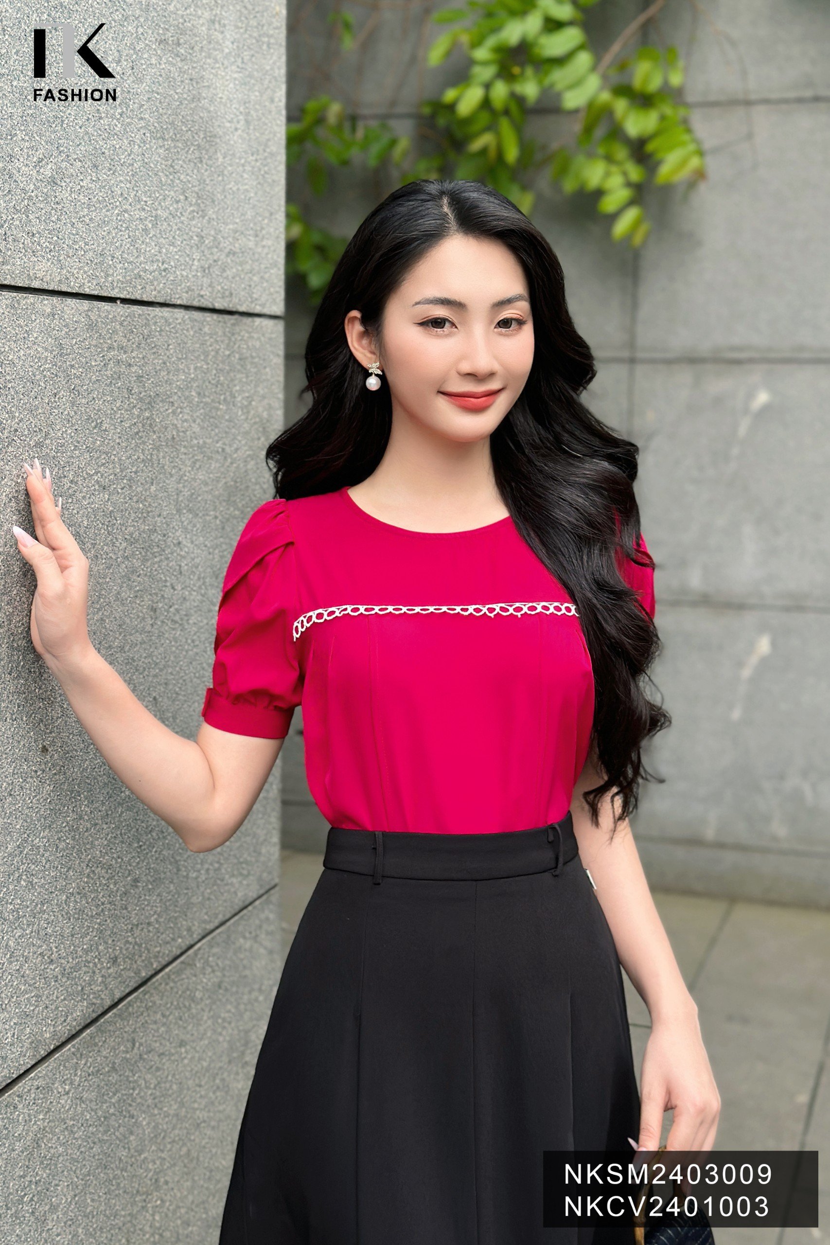 Áo Sơ Mi Cánh Hồng Kẻ Ren NK Fashion Công Sở Nữ Trẻ Trung Thanh Lịch Vải Mềm Mịn NKSM2403009