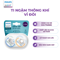 Ti ngậm thông khí Philips Avent Ultra Air ti giả cho bé 0-18 tháng vỉ đôi kèm hộp khử trùng tiện lợi