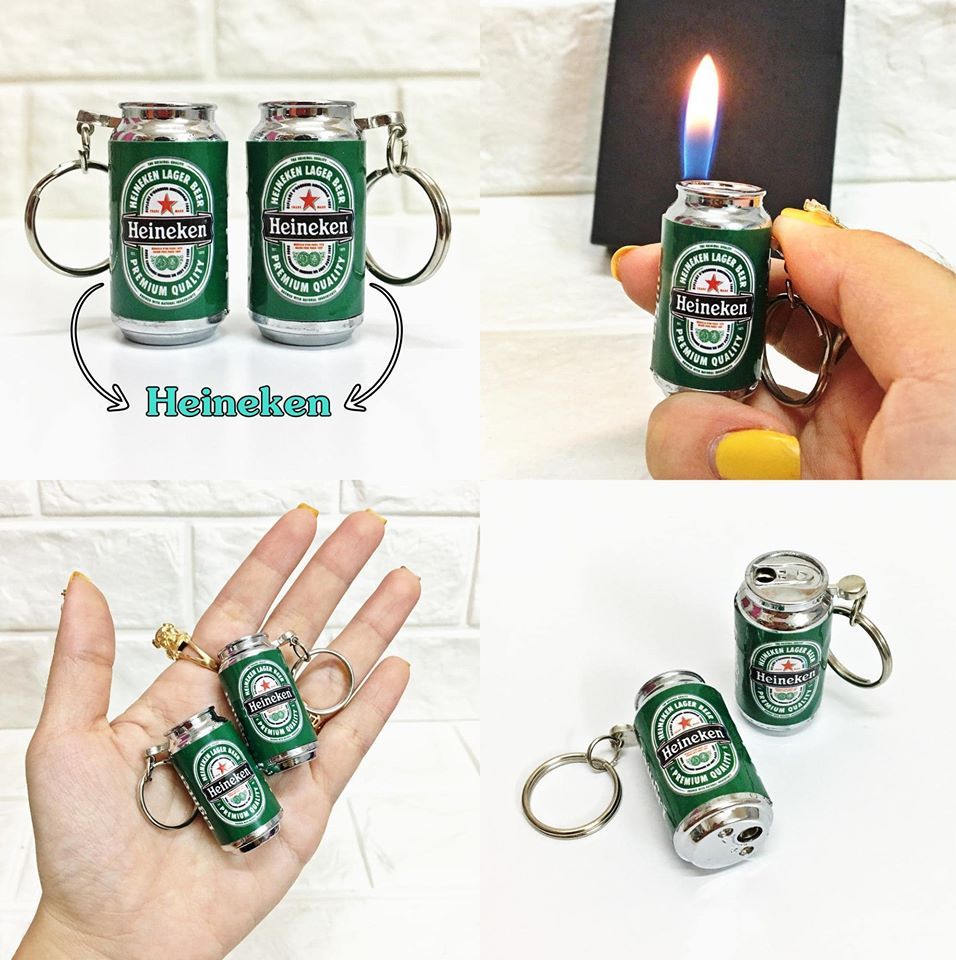 BẬT LỬA - MÓC KHÓA HÌNH LON BIA HE NI KEN - (XÀI GAS)