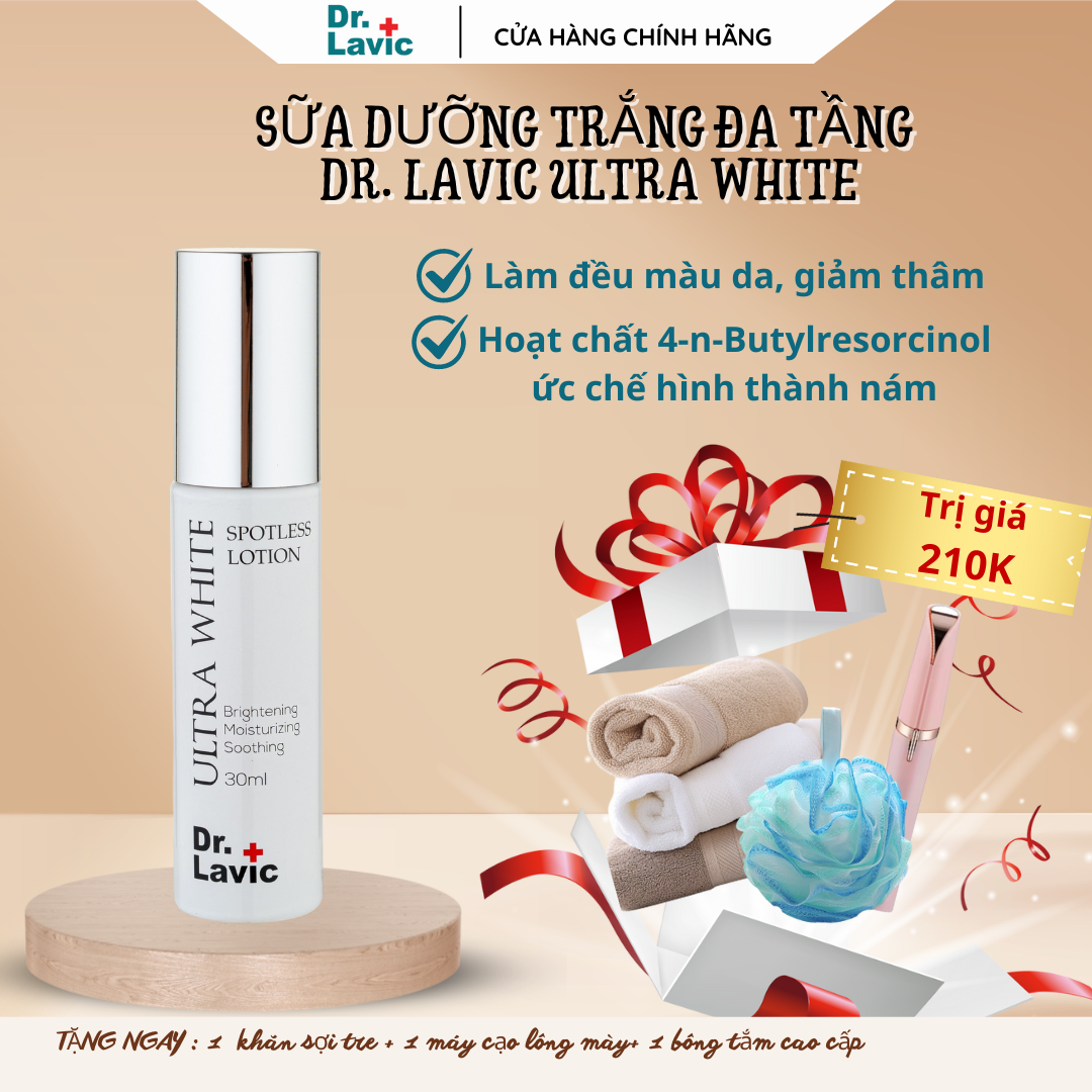 Serum dưỡng da tầng dưỡng trắng da xóa mờ nám Dr.Lavic Ultra White Spotless Lotion 30ml