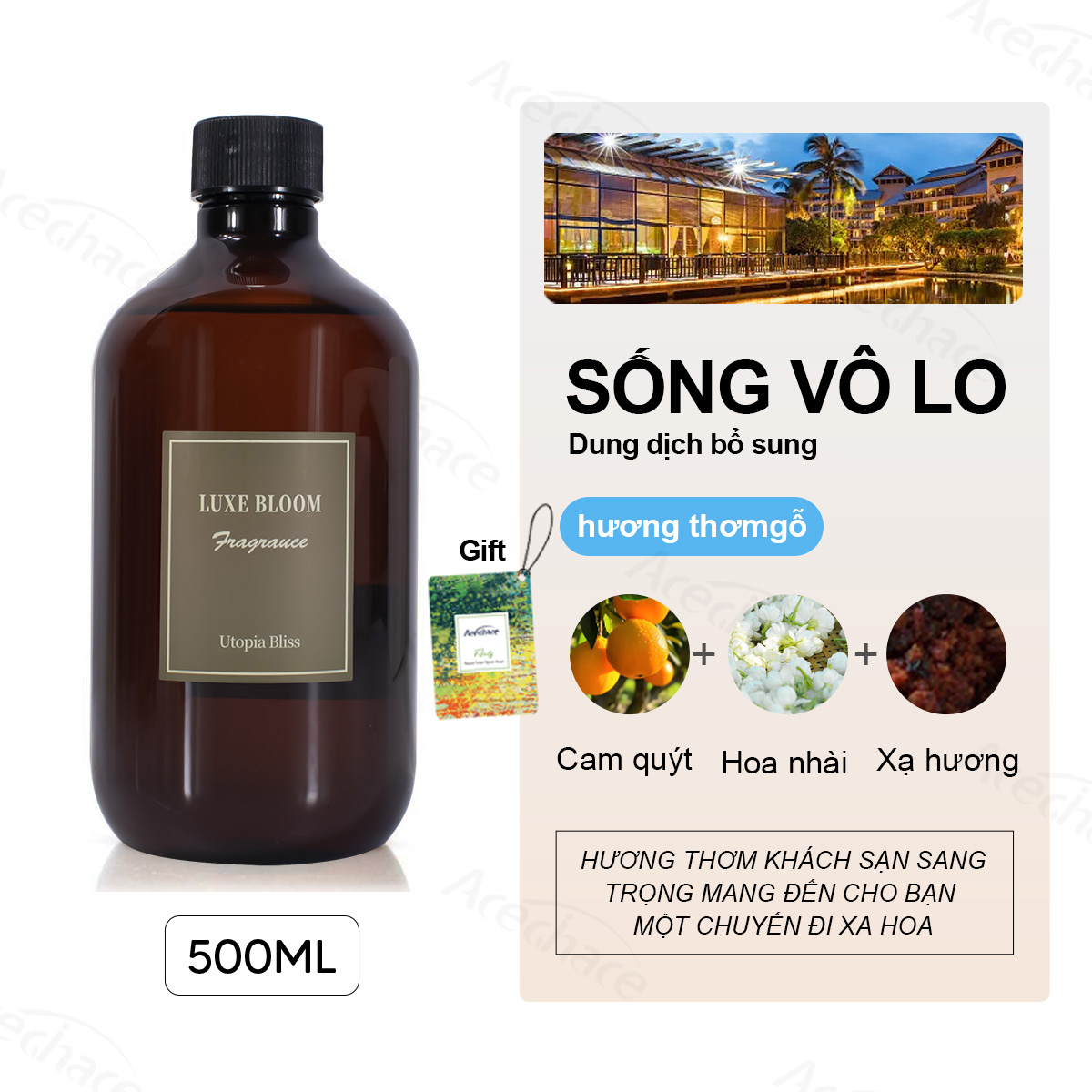 [500ml-giữ hương thơm lâu dài trong 6 tháng] Chai tinh dầu liệu pháp khách sạn 5 sao，Máy khuếch tán tinh dầu thơm phòng tại nhà Máy khuếch tán hương thơm phòng ngủ Máy khuếch tán hương thơm sang trọng Hương thơm Tinh dầu khuếch tán bằng que mây