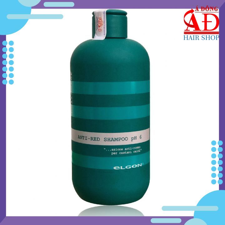 Dầu gội Elgon Colorcare Anti-red shampoo khử ánh đỏ và chăm sóc tóc nhuộm màu rêu pH6 Ý 300ml