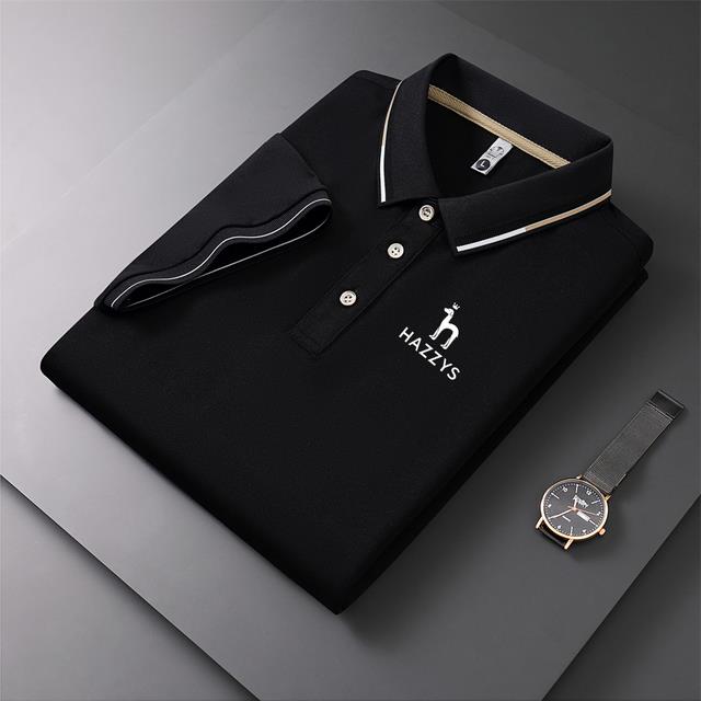 HAZZYS Summer Short Sleeve Mens Polo Shirts Luxury Loose Lapels Business Casual Thin Male Tops Fashi