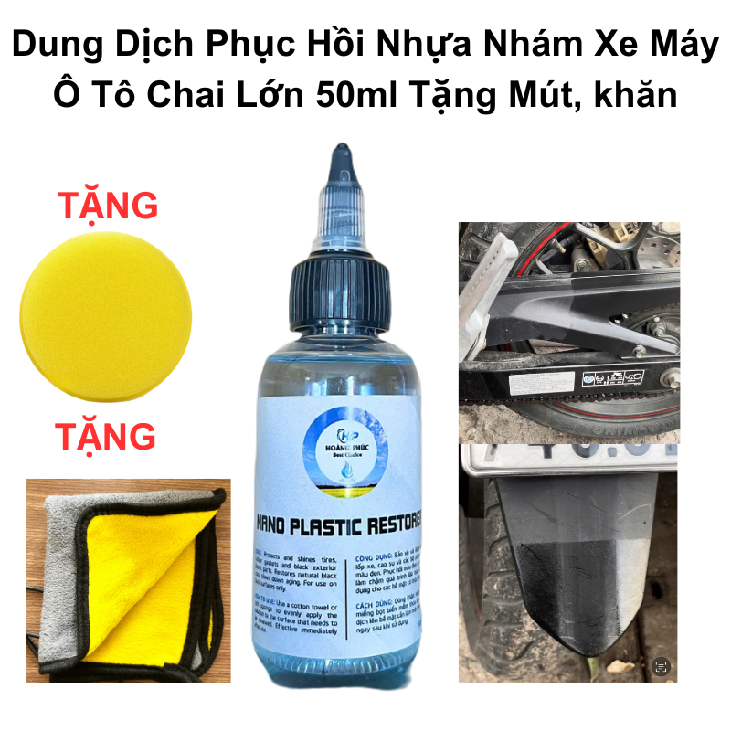 (Tặng mút+khăn) Chai Phục Hồi Nhựa Nhám NANO PLASTIC RESTORER 10ml/20ml/50ml Phục Hồi Làm Mới Khôi P