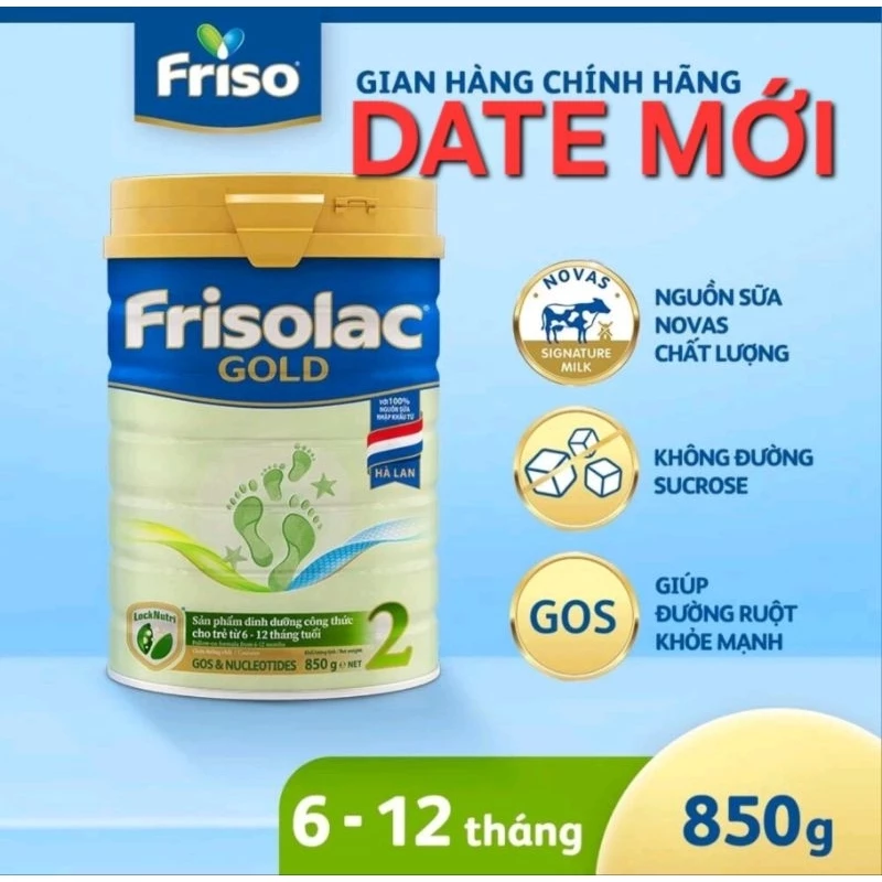 Frisolac Gold 2 Sữa Bột Dinh Dưỡng Cho Bé 6-12 Tháng 850g - Hương Vị Nguyên Bản