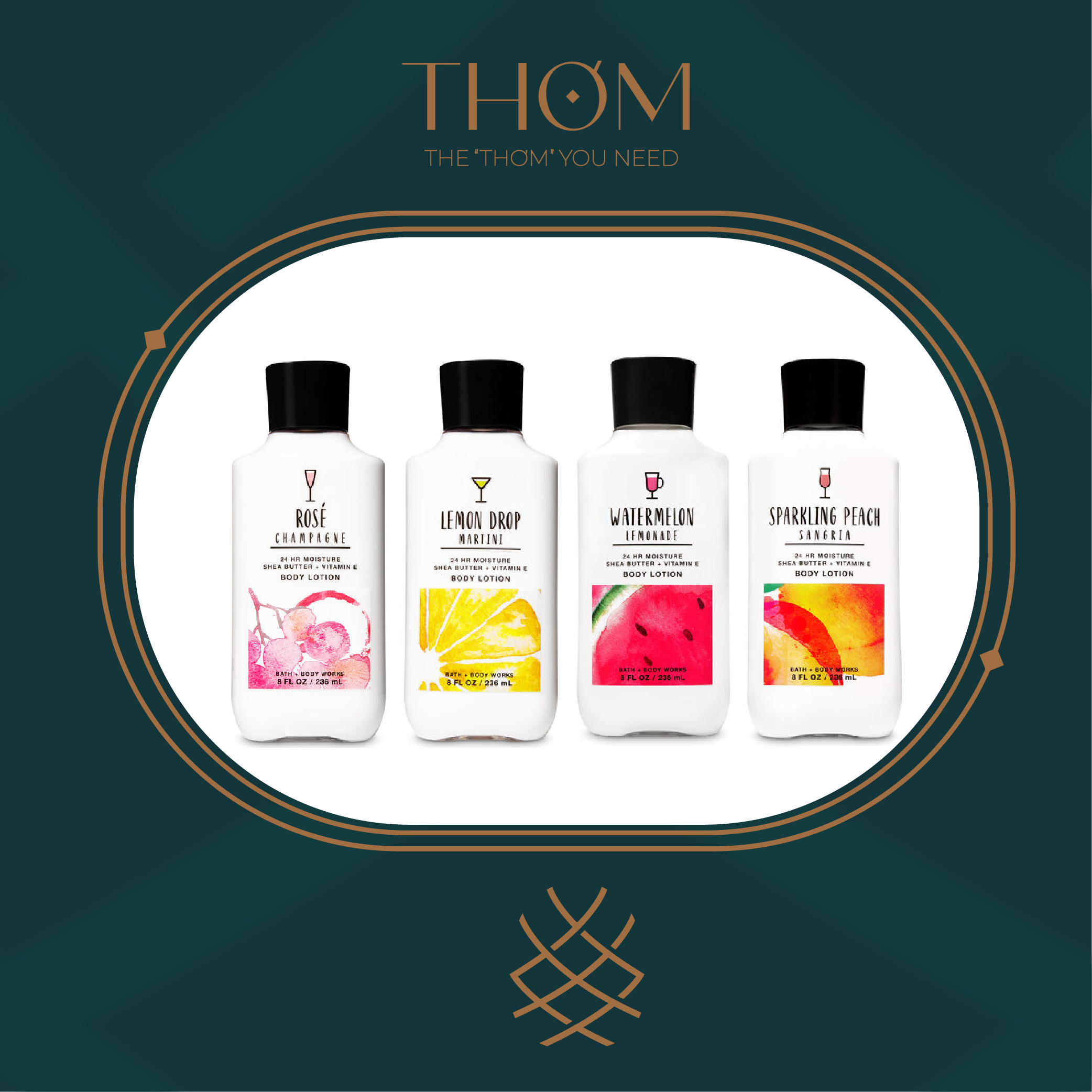 [Hcm]Rosé Champagne | Fresh Coconut Colada | Lemon Drop Martini | Watermelon Lemonade Sữa Dưỡng Thể Bath & Body Works Body Lotion 236Ml