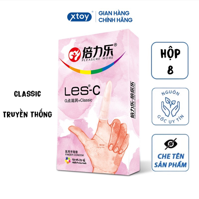 Bao cao su ngón tay HBM LES-C Classic nhiều gel bôi trơn hàng cao cấp hộp 8 bcs