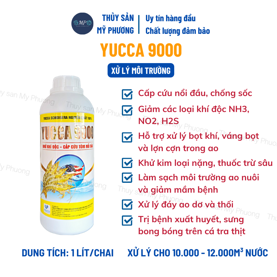 Chống sốc nổi đầu khử khí độc Yucca 9000 nguyên liệu Mexico cho tôm thẻ cá lươn ếch ốc ba ba