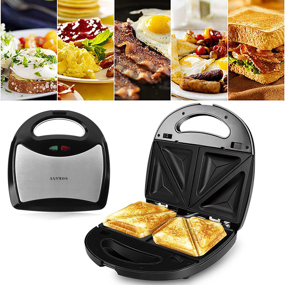 Máy Nướng Bánh Hotdog Sokany KJ-102 750W Máy Làm Bánh Hotdog Khuôn Nướng Bánh Bông Lan Điện Hotdog