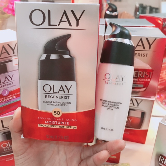 [Hàng Mỹ] Sữa Dưỡng Da Và Chống Nắng Olay Regenerist Lotion With Sunscreen Advanced Anti - Aging Broad Spectrum Spf50 50Ml