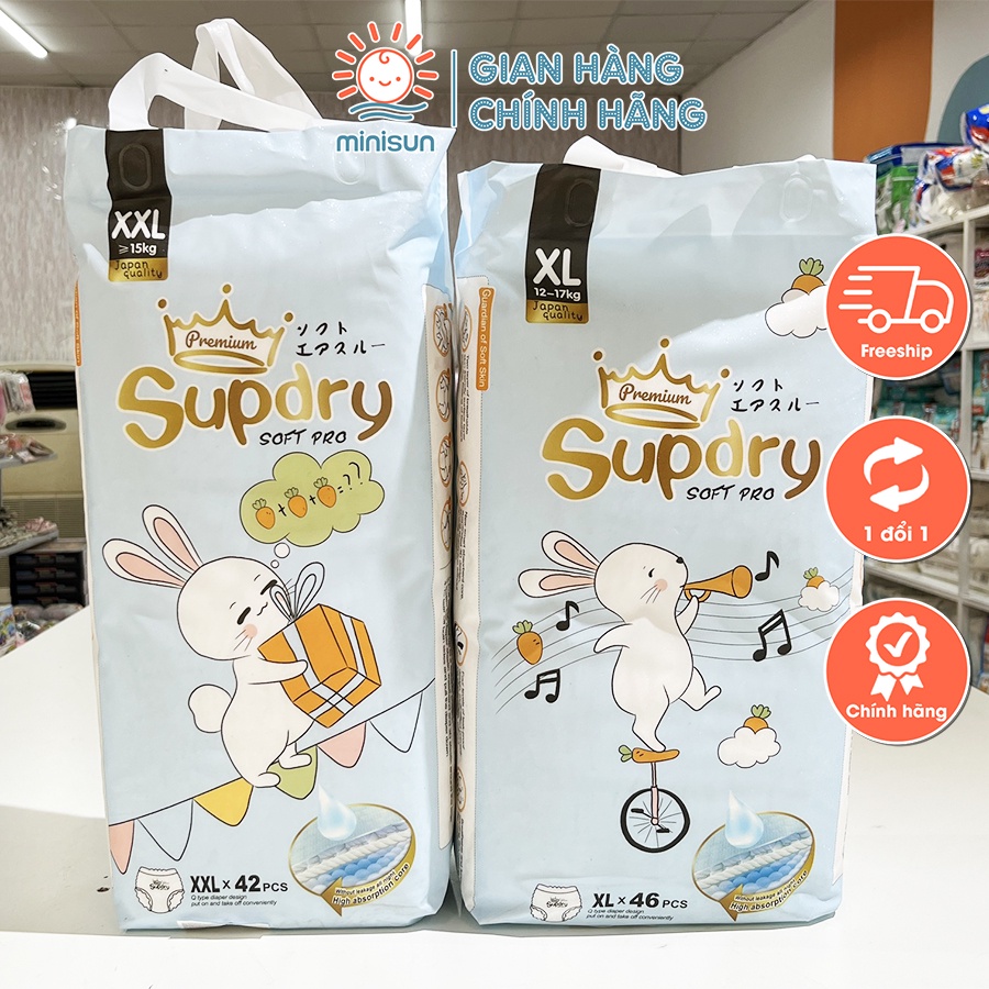 COMBO 2 GÓI Tã/Bỉm quần SUPDRY nội địa Trung size M64/L58/XL52/XXL50/XXXL46/XXXXL36.....