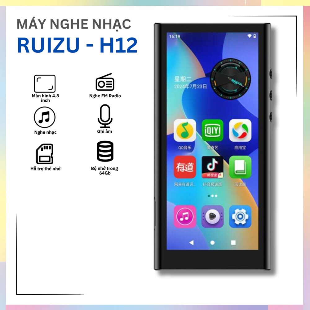 (Hỗ trợ tiếng Việt) Máy nghe nhạc Ruizu H12 Ram 4G bộ nhớ trong 64G chạy Android 10 - Máy nghe nhạc 