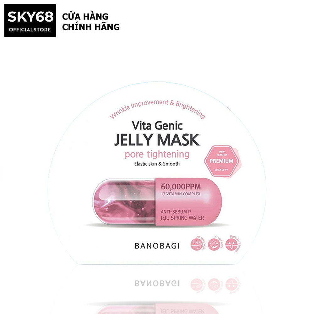 Mặt Nạ Se Khít Lỗ Chân Lông BANOBAGI PREMIUM Vita Genic Jelly Mask Pore Tighteing 30ml - Hồng (NEW)