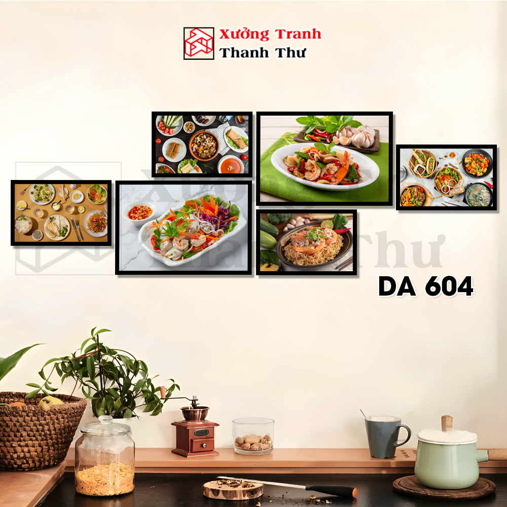 Bộ 6 Tranh Dán Tường Trang Trí Quán Ăn Vặt CafeNước Ép Decor Bếp Phòng Ăn Quán Bún Phở Mỳ Ý Pizza B