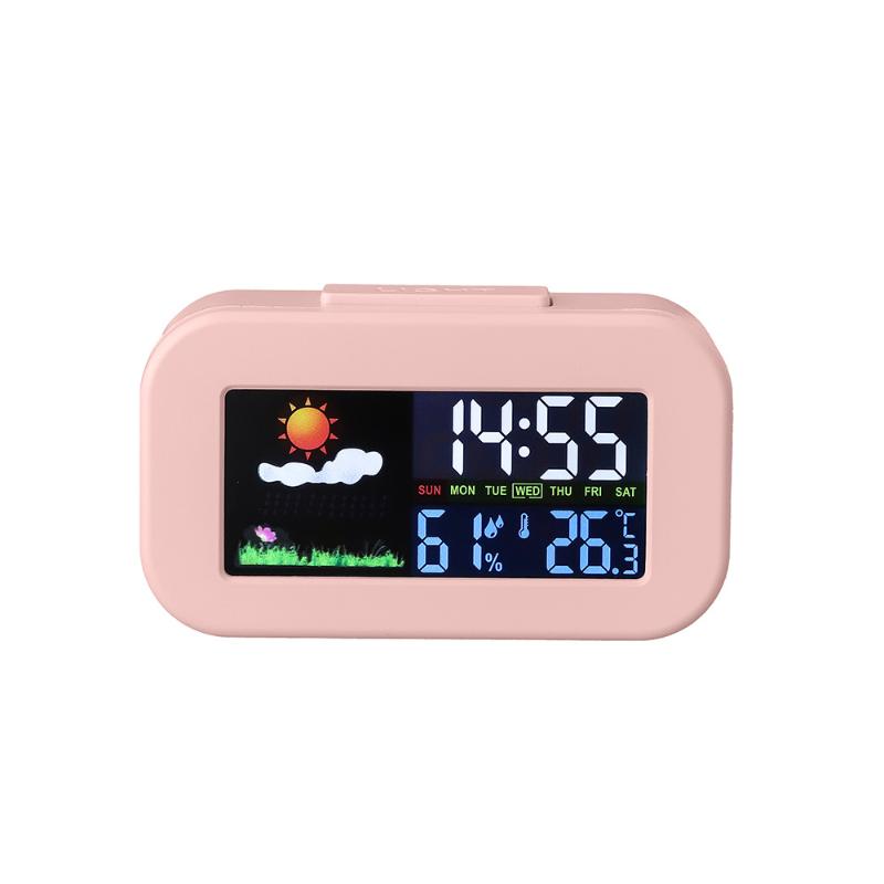QIUWU Thông minh Trạm thời tiết đồng hồ với màu sắc hiển thị-Temp & độ ẩm Màn hình backlit cho trẻ em & thanh thiếu niên phòng ngủ ký túc xá bàn