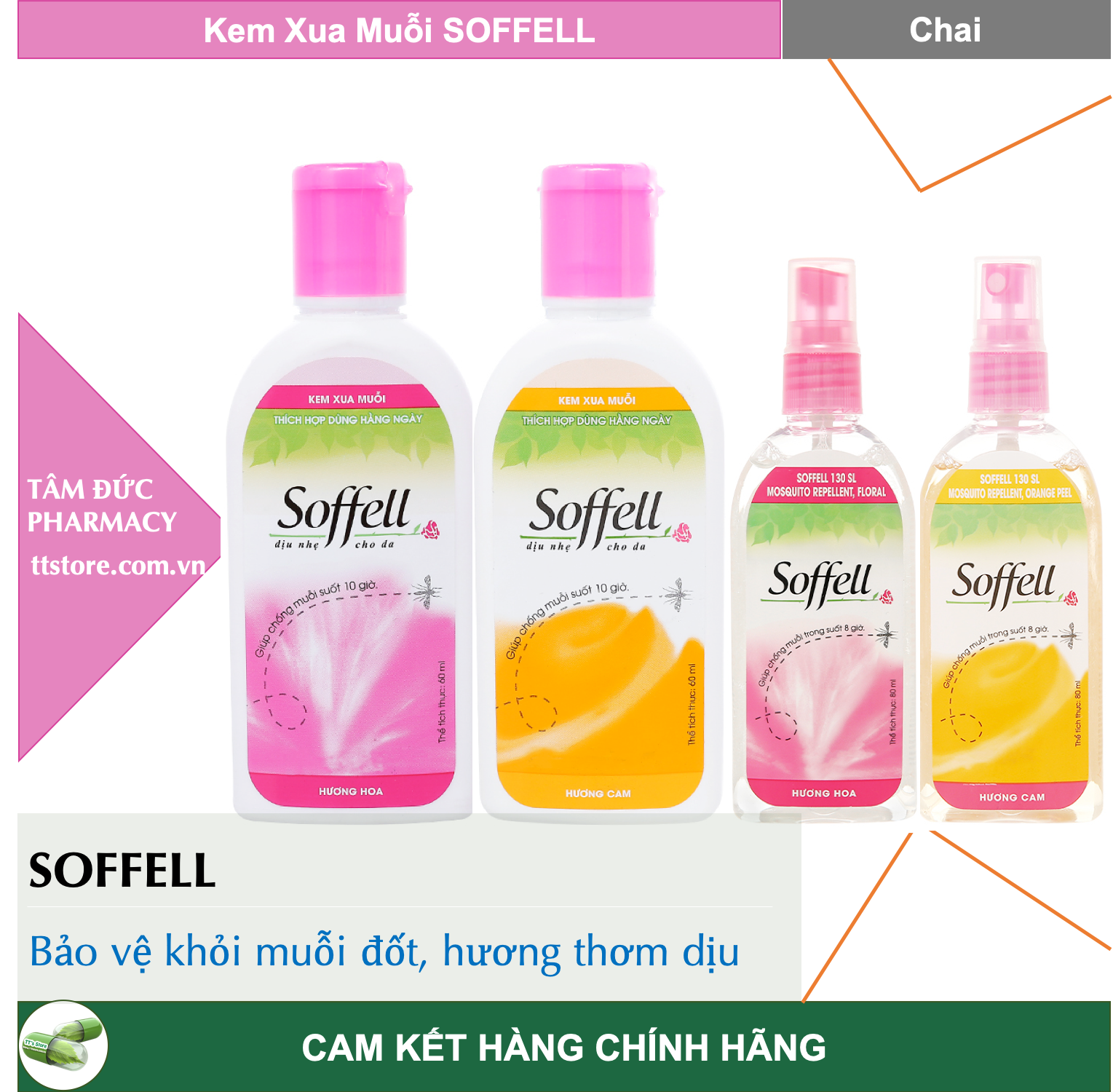SOFFELL - Xịt / Kem b&ocirci chống muỗi Soffell Hương hoa cam [sofell soffel sofel]