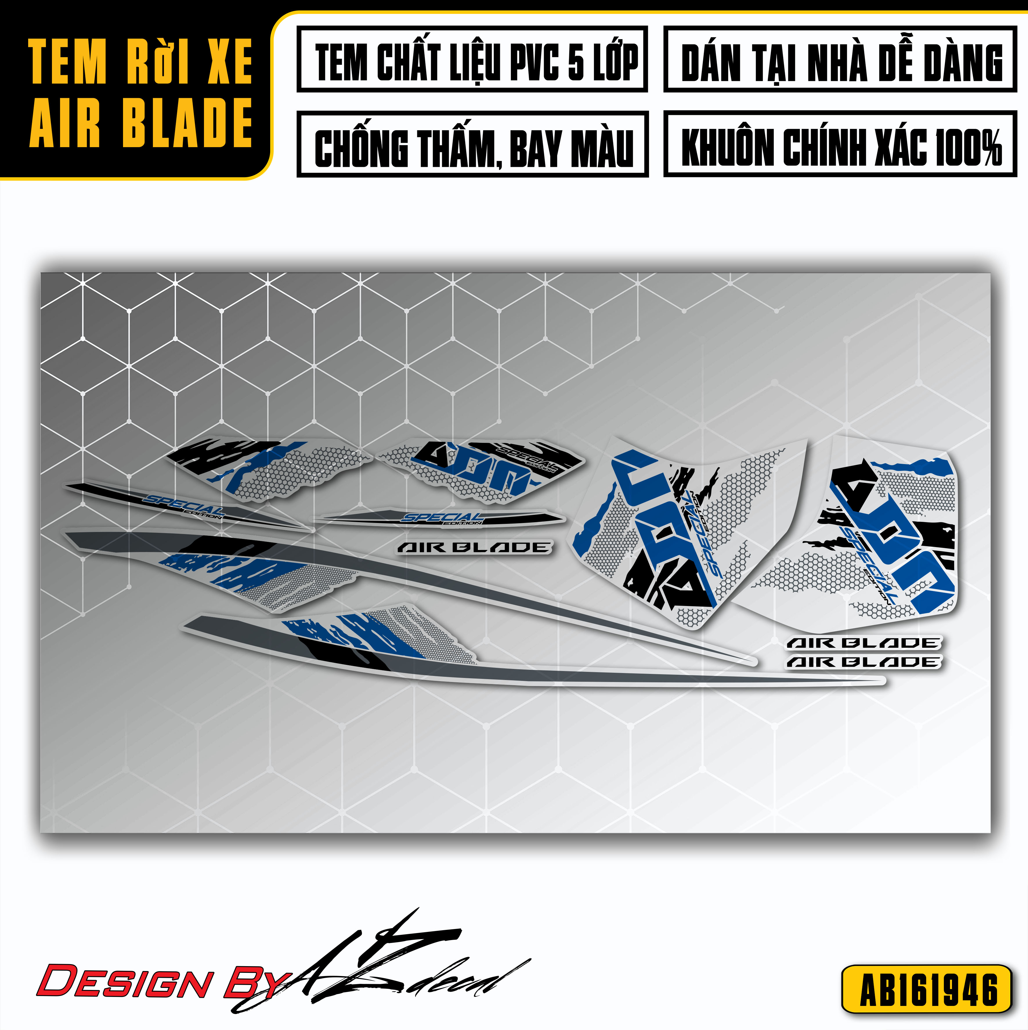 Tem Airblade Thiết Kế Special Edition | AB46 | Team Decal Dán Xe Máy Air Blade AB Đời 2016 2019 2020