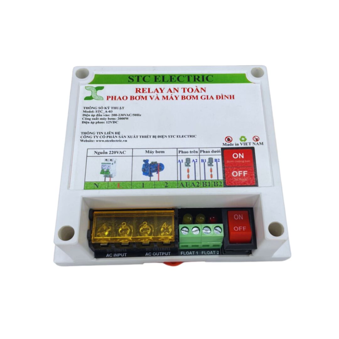 Rơ Le An Toàn Phao Điện STC - A03 Relay An Toàn Công Suất Tải 2000W Dùng Cho Phao Trên Phao Dưới Bộ 