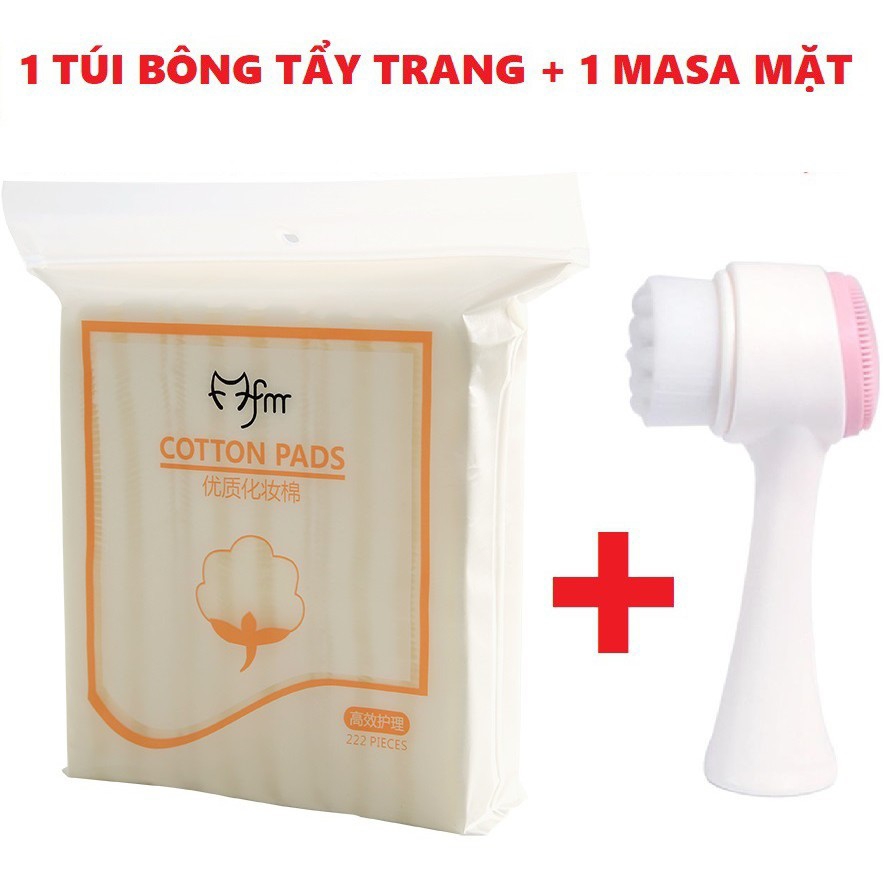 [Hcm]Combo: 1 Túi Bông Tẩy Trang 222 Miếng+ 1 Cọ Rửa Mặt 2 Đầu