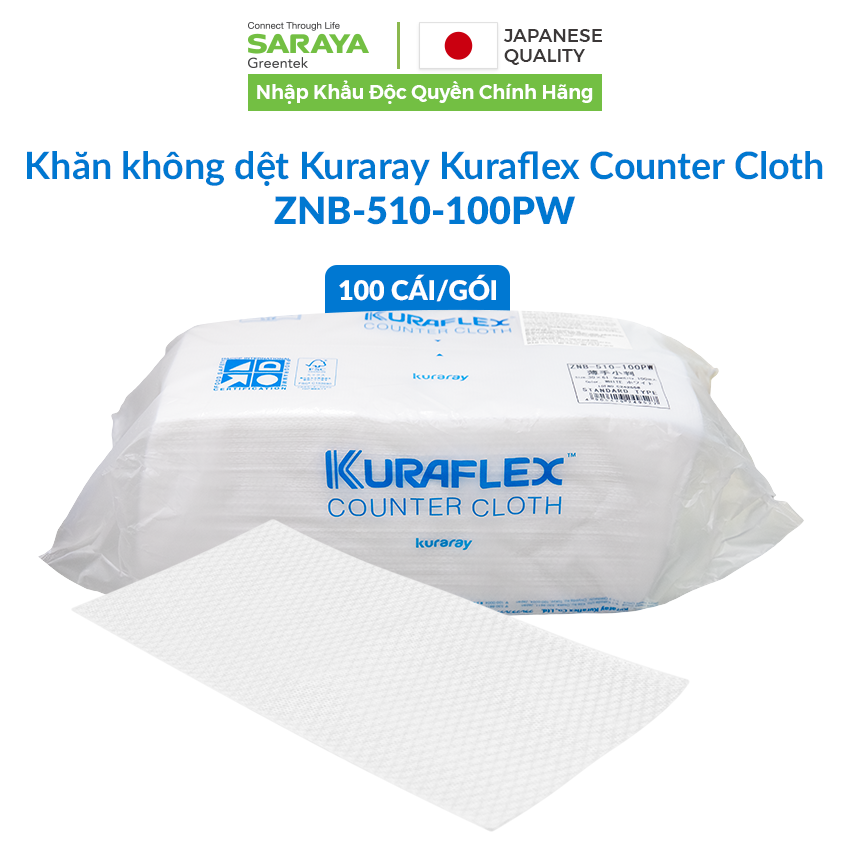 Khăn vải không dệt Kuraray Kuraflex Counter Cloth ZNB dùng để lau bề mặt chế biến thực phẩm nhanh kh