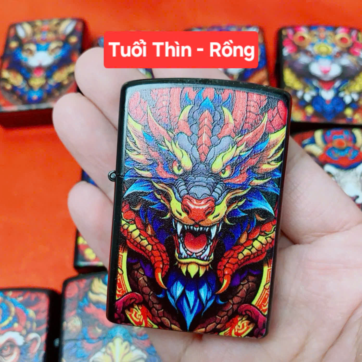 Bật Lửa Zippo Sơn Tĩnh Điện 12 Con Giáp ( Tặng Kèm Chai Xang Mini + Đá Bấc)