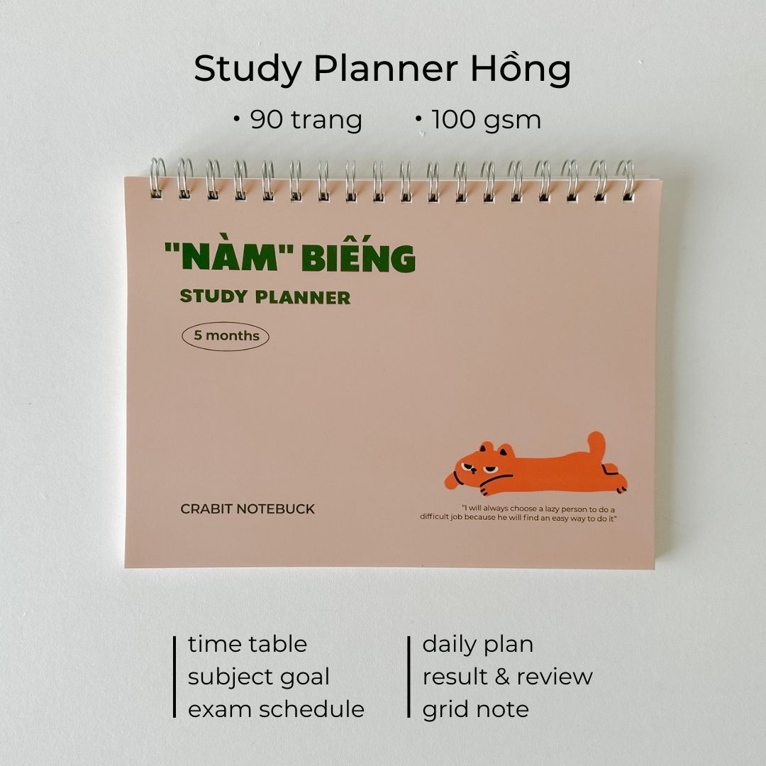 Sổ kế hoạch học tập sổ còng study planner để ghi chép Crabit - Nàm Biếng