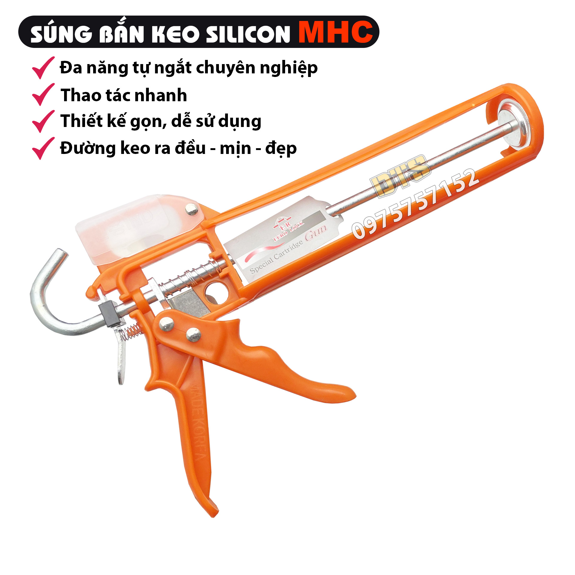 Súng bắn keo silicon đa năng tự ngắt MHC MCK súng bơm keo silicon thiết kế hiện đại đường keo ra đều