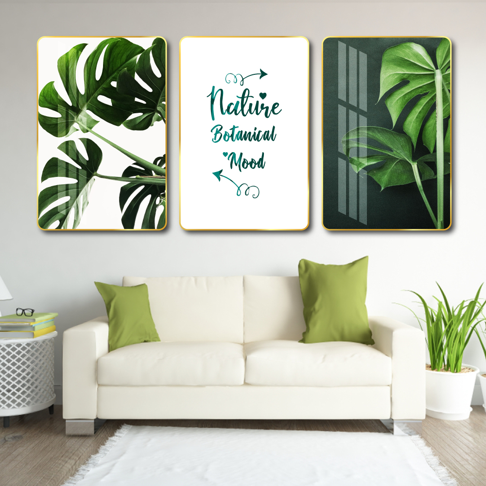 Bộ 3 bức tranh treo tường Rộng 60cm~1m tranh 3D hiện đại trang trí phòng khách Tranh tráng gương Bắc