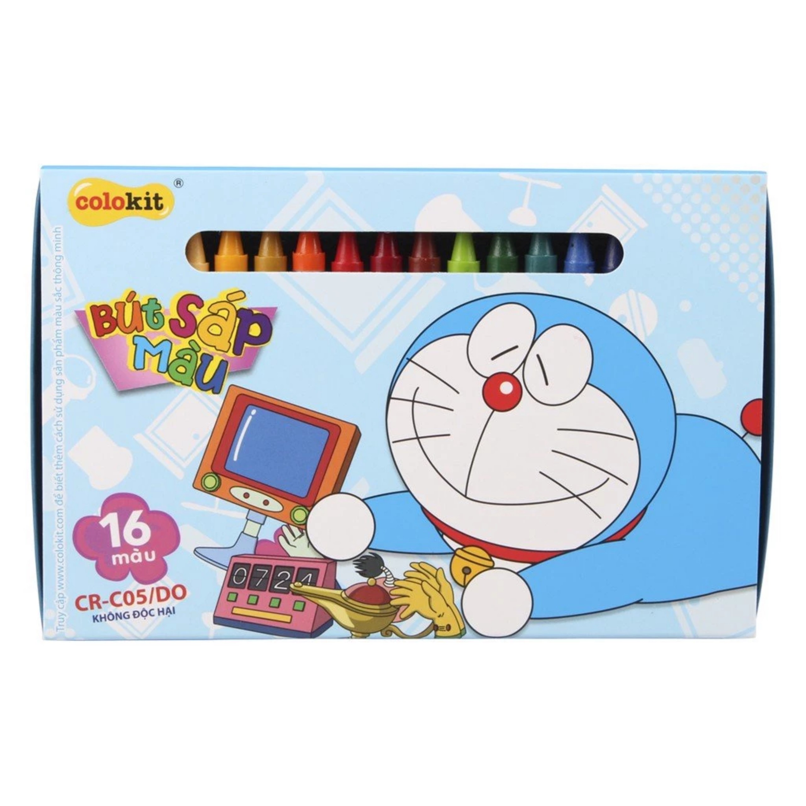 Bút sáp màu sáp dầu 10/16/24 màu Doraemon - Màu sắc tươi tắn bám màu tốt